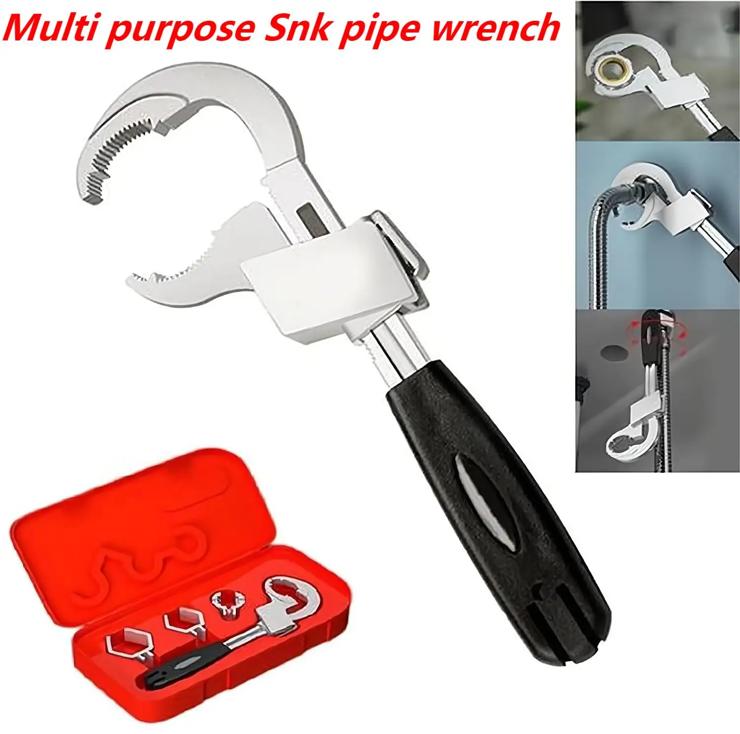 Practical Maintenance Tool Wrench, Multi Purpose Snk Pipe Wrench, Curved Tooth Wrench, Movable