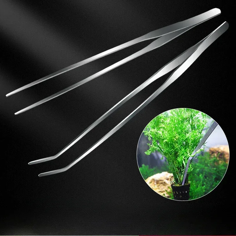 48cm Aquarium Tweezers Straight Elbow Coral Water Grass Clip Pet Shrimp Reef Fish Tank Cleaning Tools Supplies