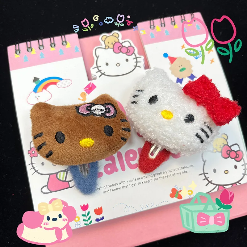 

4pcs Sanrio Hello Kitty Plush Hair Clip Creative Hair Cute Birthday Gift Girl Heart Jewelry Ornaments Kawaii Hair Accessories