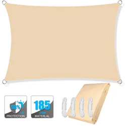 Waterproof Rectangle Sun Shade Sail Canopy for Outdoor Privacy and UV Protection (Light  Yellow)