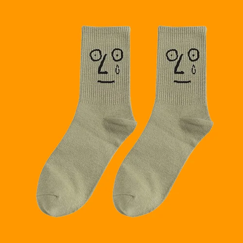 2024 New High Quality 10 Pairs Cotton Women's Socks Funny Expression Jacquard Personality Trendy Mid-tube Men's Socks