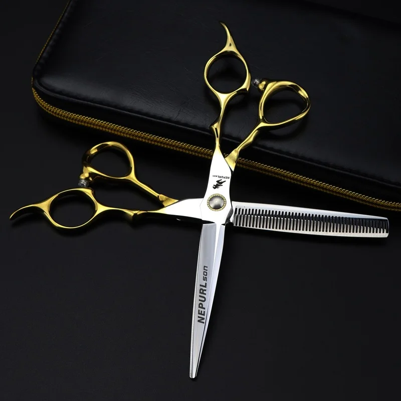 Nepurlson Hair Scissors Professional High Quality 6.5 Inch Hairdressing Scissors Cutting Thinning Set Barber Shop Salons Shears