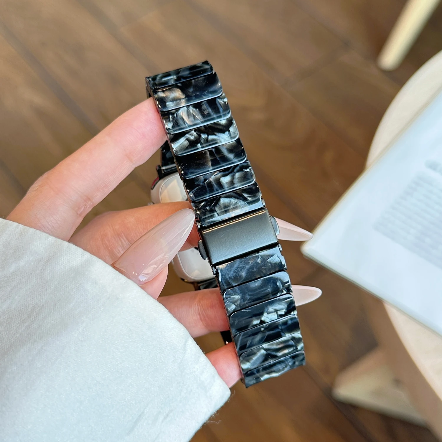 Customizable Resin Watch Strap with Butterfly Buckle - Universal Fit