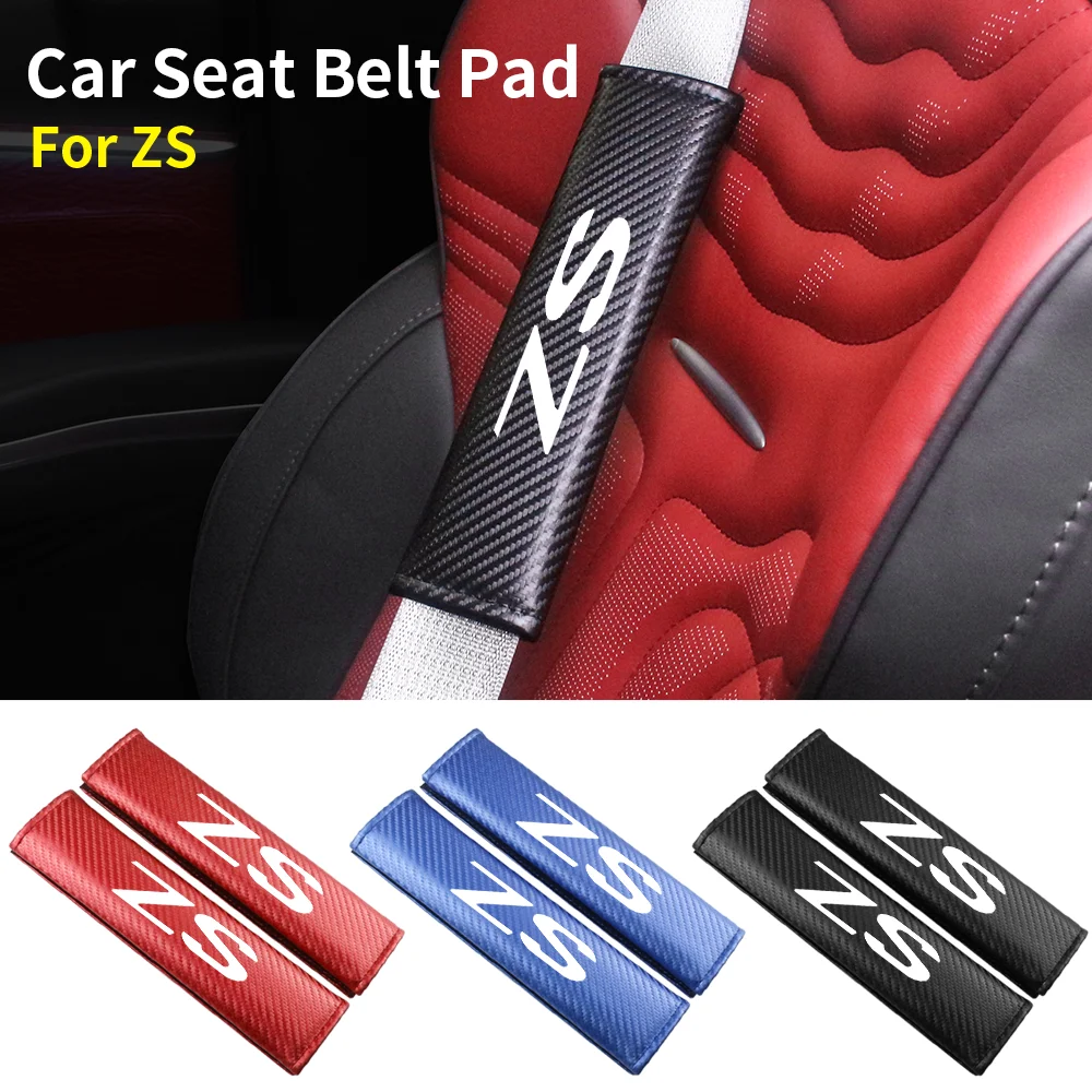 Carbon Fiber Car Seat Belt Cover Shoulder Pad Protector Cover Safety Belt Padding Pad Cushion For MG ZS Auto Accessories