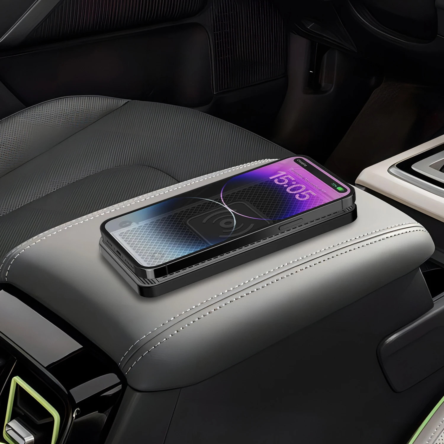 Universal Fast Charging Wireless Car Charger with Silicone Pad Stand