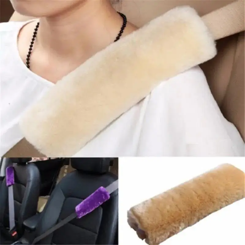 2 Pcs Car Seatbelt Shoulder Pad Comfortable Driving Seat Belt Vehicle Soft Plush Auto Strap Harness Cover Decoration