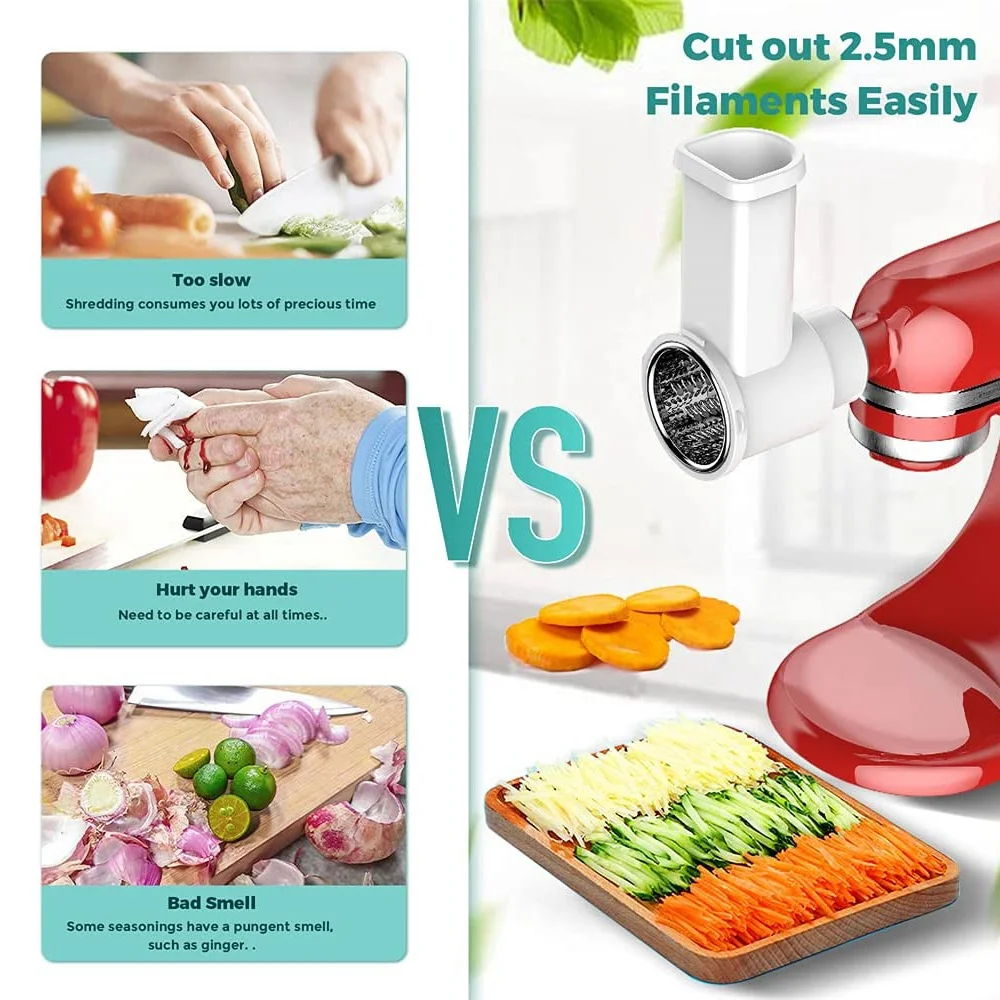 Slicer Shredder Attachments, Fresh Prep Vegetable Slicer For Kitchenaid  Stand Mixer, Salad Maker With Cleaning Brush - AliExpress