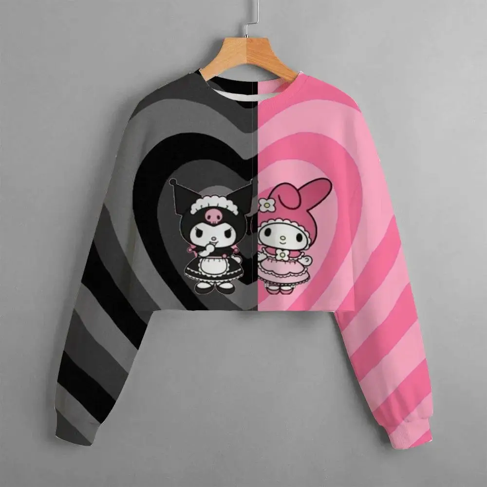 MINISO Kuromi Girls Printed Hoodie Pullover Style Harajuku Top Children Clothing
