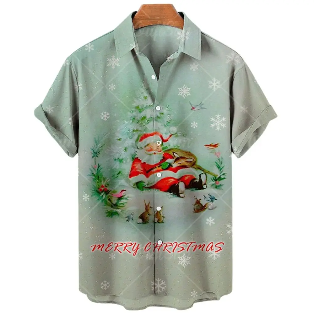 Men's Christmas Shirt, 3d Santa Print Short Sleeve T-shirt, Holiday Party Casual Christmas Shirt, Oversized T-shirt, 2022 Shirt 3