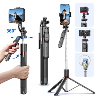 Treppiede per selfie stick F16 con palo lungo 8 sezioni da 1708 mm, telecomando Bluetooth, 360 °   Rotazione, interfaccia 1/4, per fotocamera telefonico Vlog