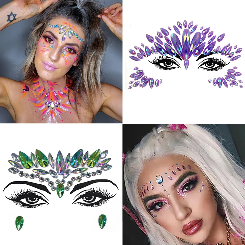 Kristall Gesicht Juwelen Körper Kunst Strass Aufkleber Machen Up Festival  Gesicht Edelsteine Glitter Gesicht Tattoos für Festival Party Dressing Up -  AliExpress