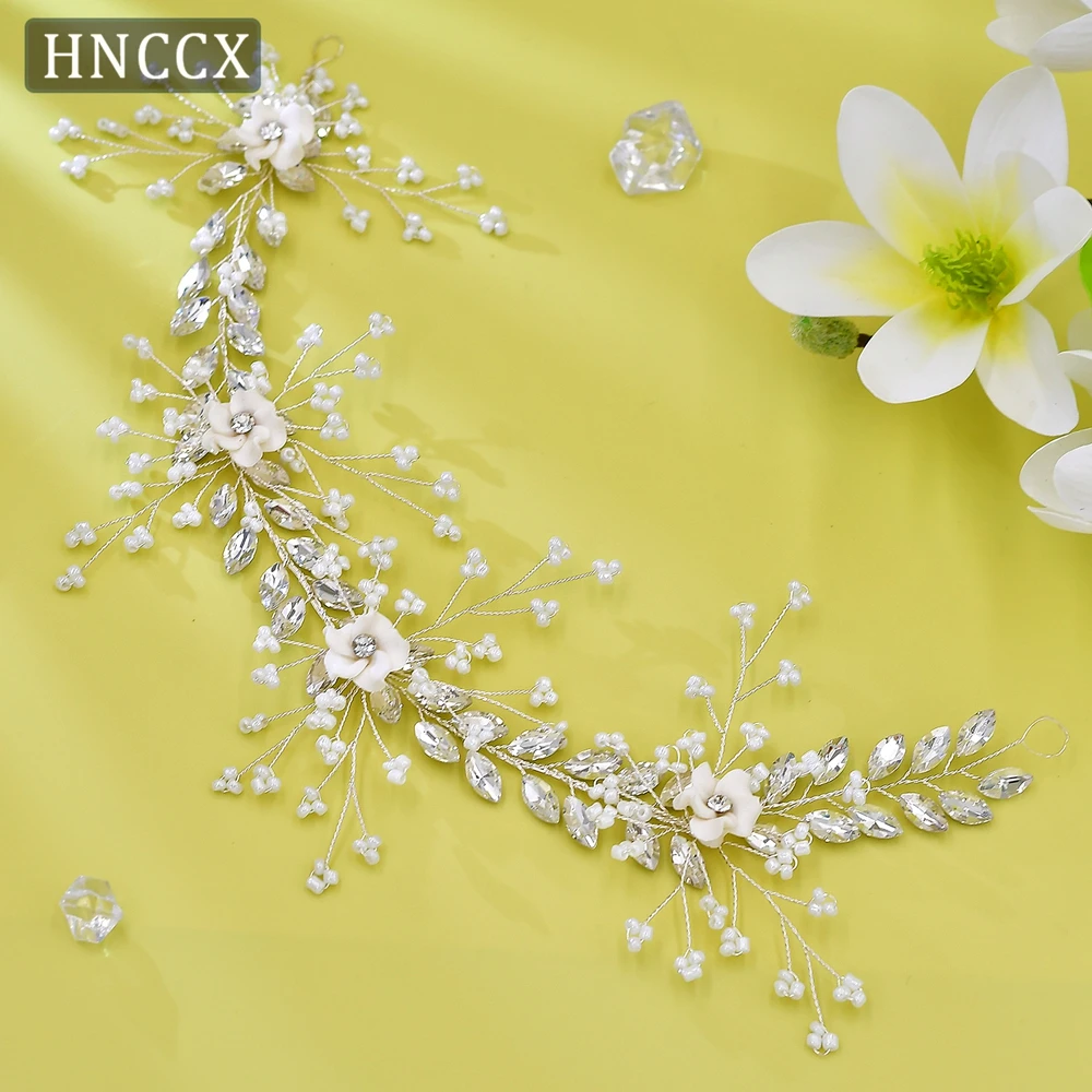 Fashion Rhinestone Bridal Headpiece Bling Gemstone Pearl Hair Accessories Beaded Headband Bride Wedding Headwear CP602