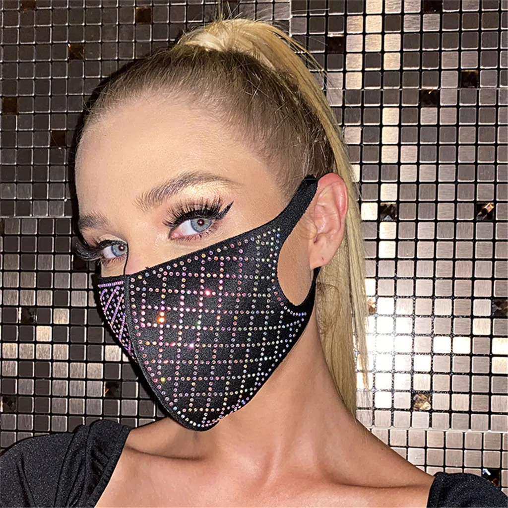 1PC Adult Women's Fashionable Breathable Reusable Hot Diamond Printing masque mascarillas Monder Scarf Halloween Cosplay MasK