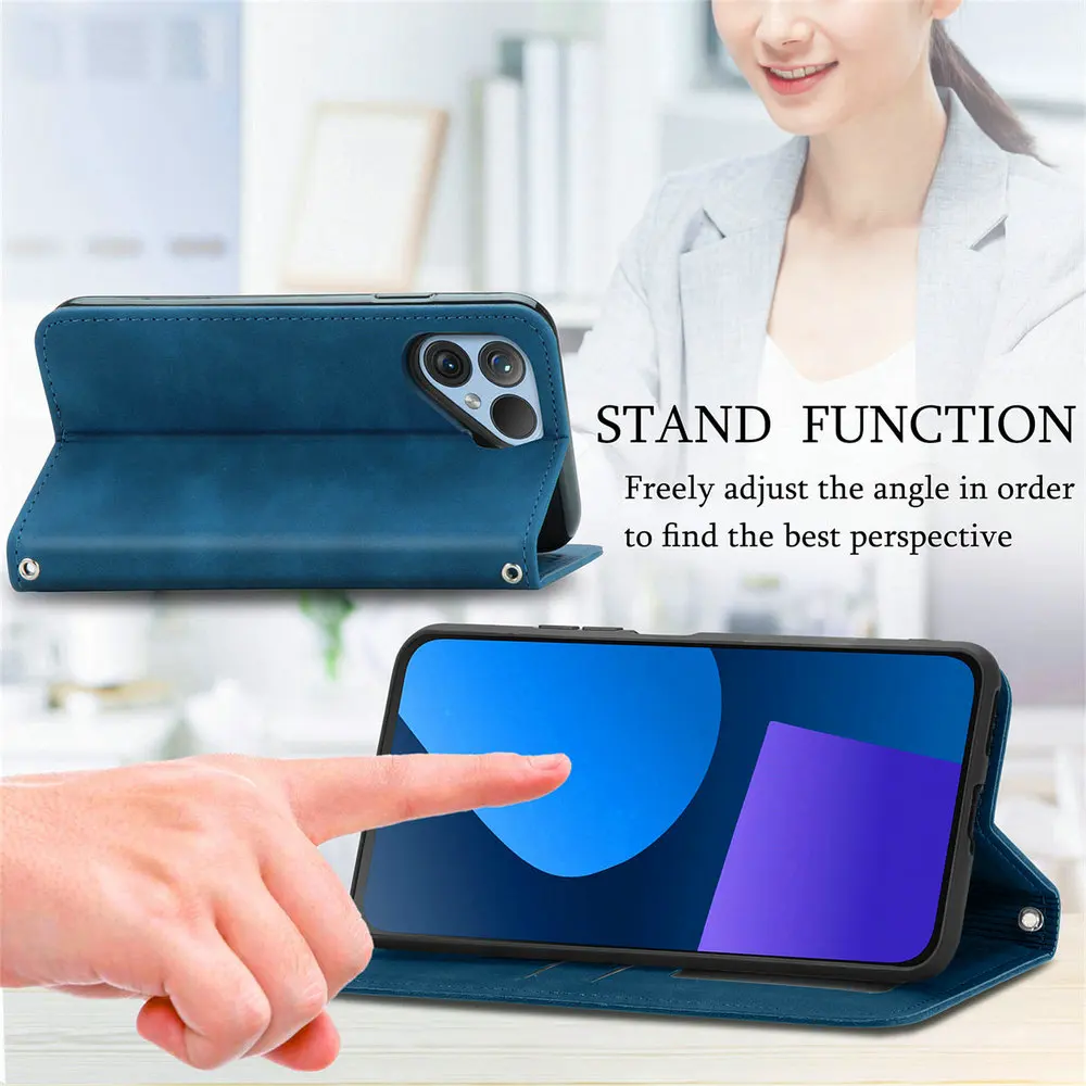 Leather Smooth Wallet Flip Case with Card Holder and 360° Protection