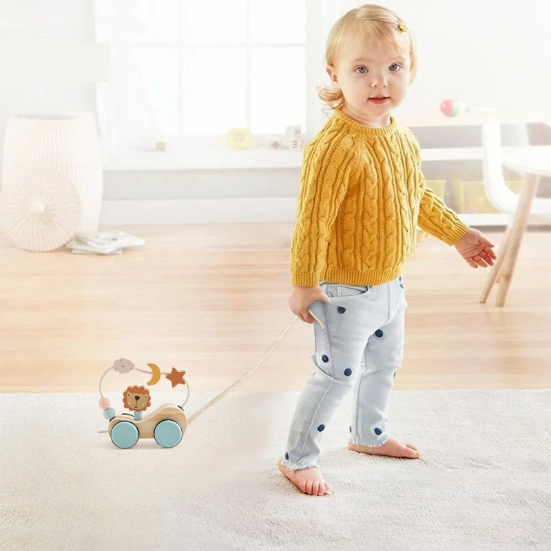 

Baby Toddler Montessori Educational Toy Wooden Rainbow Stacking Building Block Toy Trolley Learning Toy Children Birthday Gift
