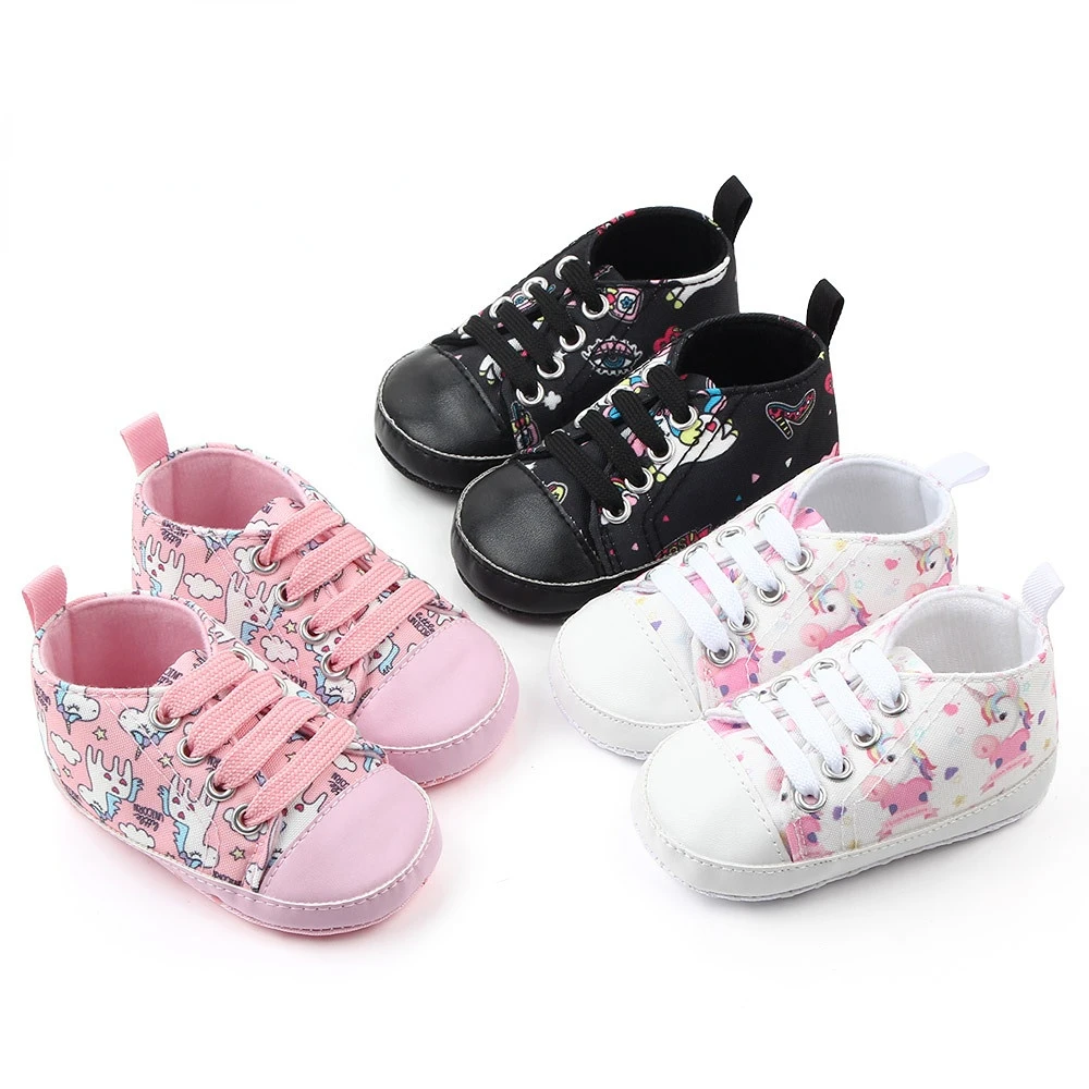 Baby Shoes Unicorn Canvas Anti-slip For Newborn 0 To 18 Months Classic Sneaker Kids Walking