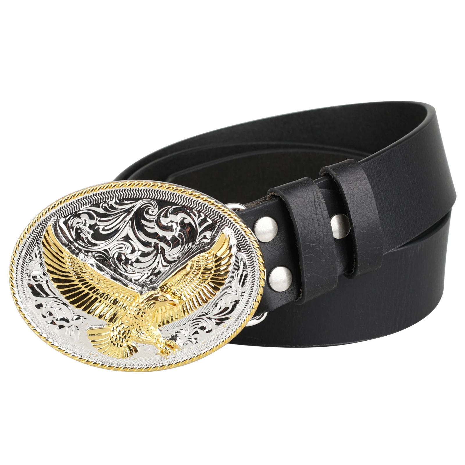 Goldene Adler Schnalle Aus Echtem Leder Gürtel Mode Freizeit Cowboy Hosen Schmücken – Detail 4