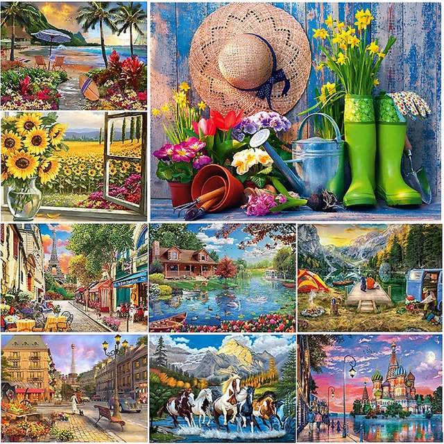 DIY Large Diamond Painting Cross Stitch, Rural Scenery, Wall Art, Full  Round Drill, Embroidery for Home Decor, 5D - AliExpress