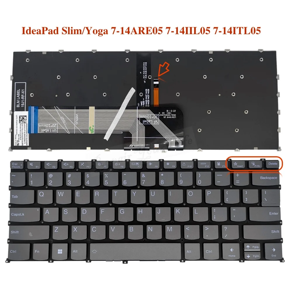 Russo Espanhol Backlight Teclado para Lenovo Yoga Magro 714itl05 7-14are05 7-14iil05 14iil Eua Spa es Teclado Cinza us - Imagem 5
