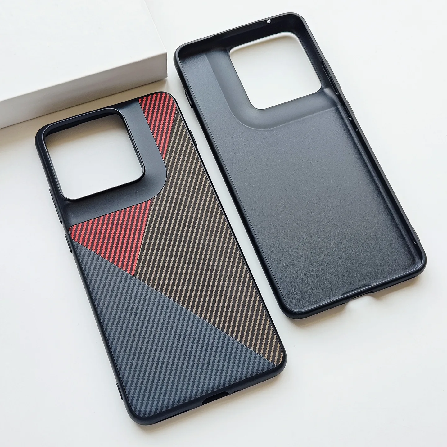 Luxury PU Leather TPU Kevlar Striped Shockproof Back Case