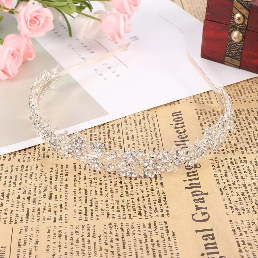 

New Twinkling Leaf Flower Wedding Full Crystal Hair Accessories Headband Jewelry Girl's Tiara