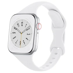 Versatile Solid Color Silicone Watch Strap Bracelet - 42 44 45 49mm (White)