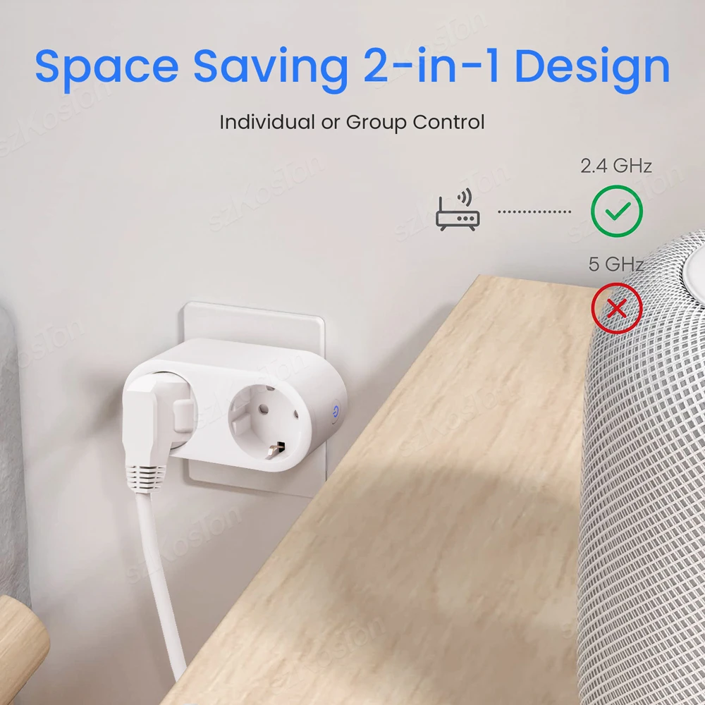 EU Smart WiFi Dual Outlet Plug with Power Monitoring & Remote Control