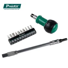 

Pro'sKit 1PK-201 Flexible Ratchet Driver Set with Pozidriv Torx Slotted Phillips Screwdriver Set Hand Tools Repair Tool