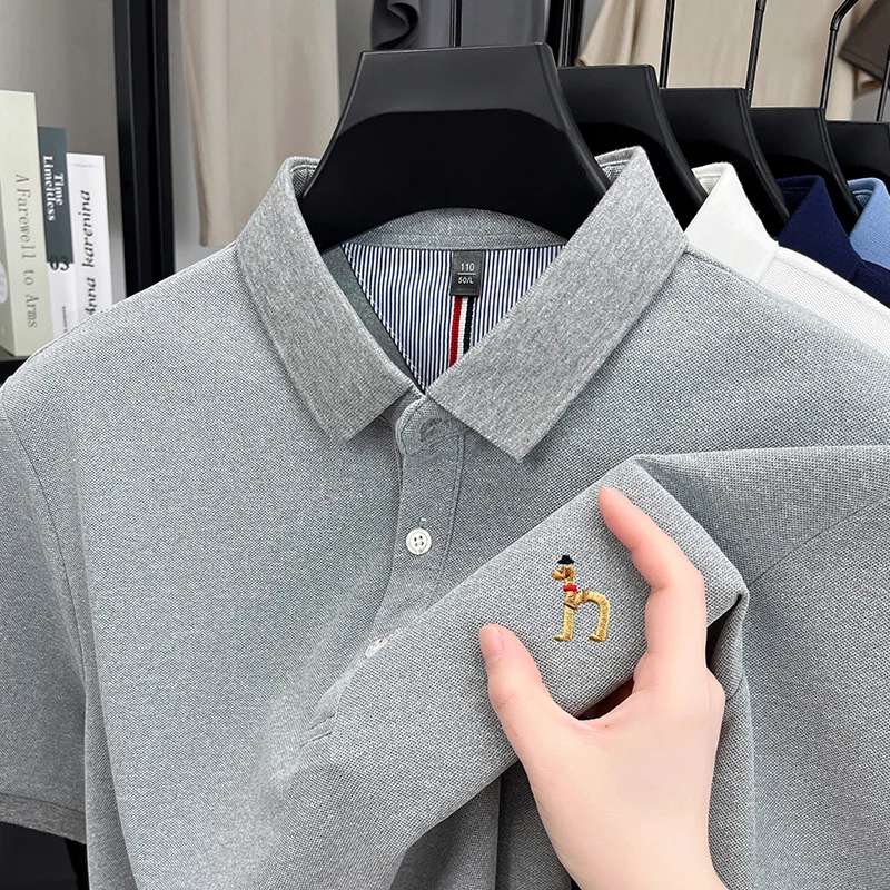 Polo da uomo di design di marca T-shirt a maniche corte con risvolto Estate Nuovo cane squisito ricama Moda Business Abbigliamento da uomo bello - immagine 4