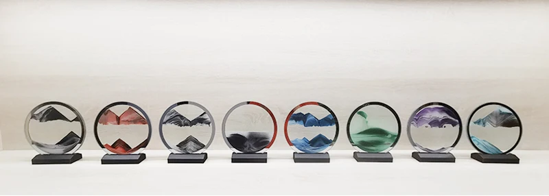 12 inch Moving Sand Art Picture Round Glass 3D Deep Sea Sandscape In Motion Display Flowing Sand Frame Sand PaintingHome Decora