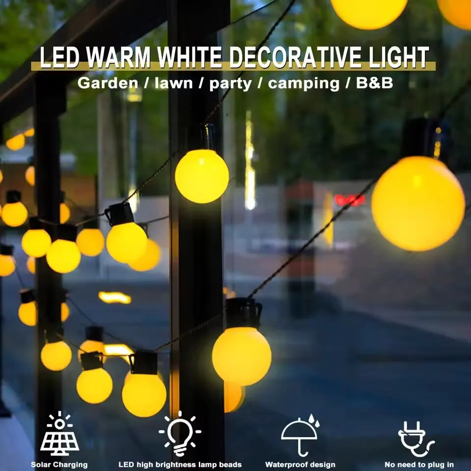 Solar-Powered Waterproof LED String Lights