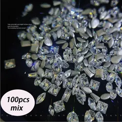 100pcs Shiny Zircon Rhinestones Mini Rhombic Nail Art Charms - Flatback Decorative Gemstones (Clear mix 100pcs)