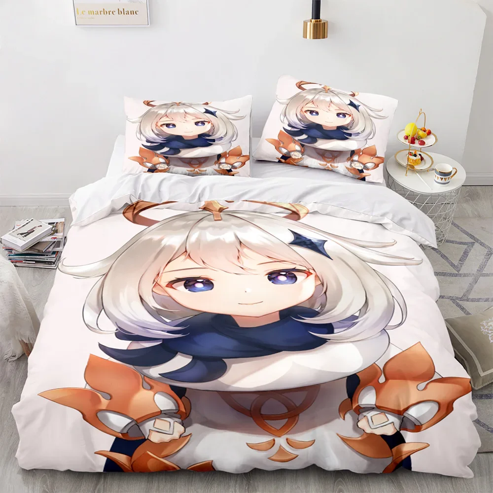Game Genshin Impact Comforter Bedding Sets Quilt Bed Cover Duvet Cover Pillow Case 2-3 Pieces Sets Kids Adult Size 5