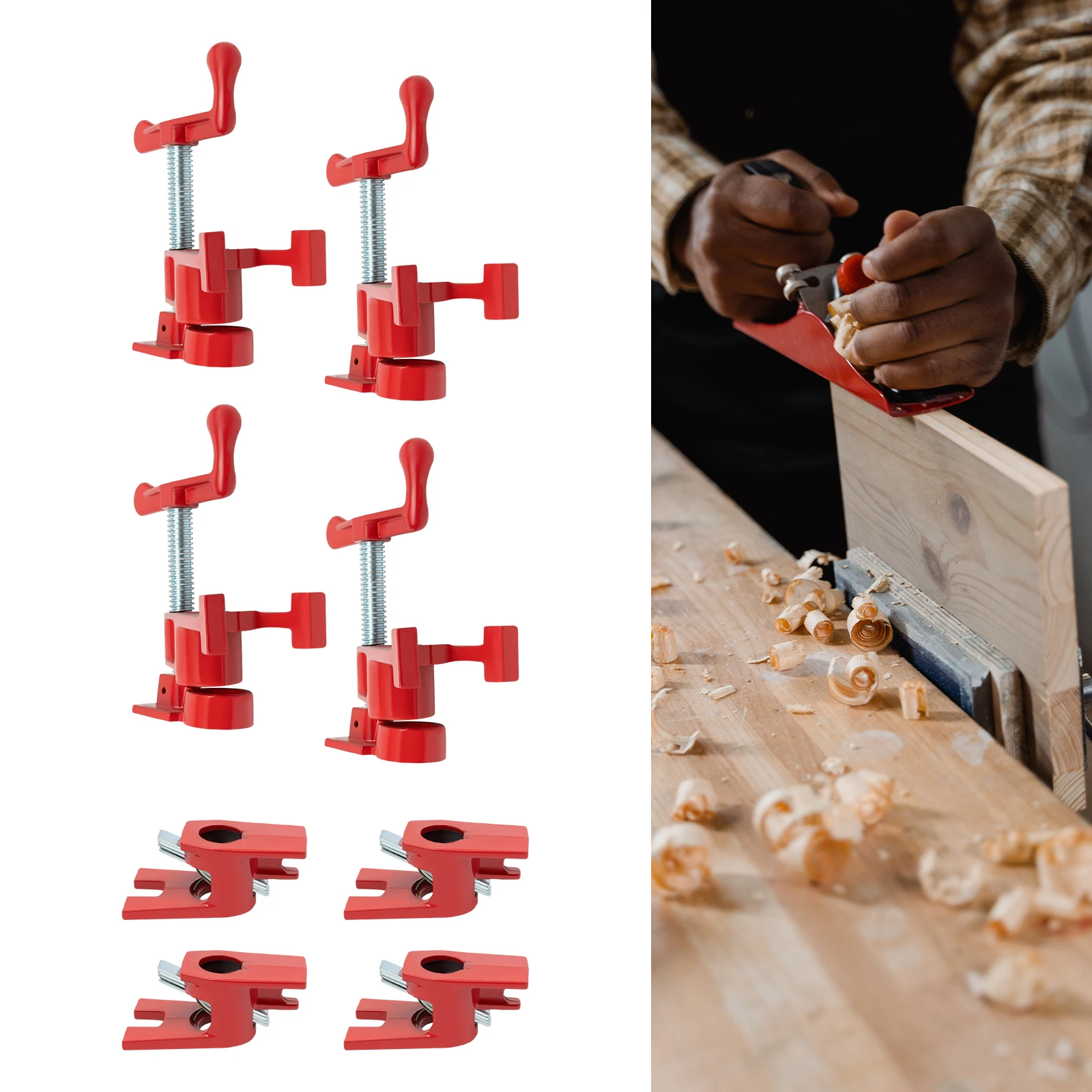 Wood Gluing Pipe Clamp Set 4 Pack 3/4" Heavy Duty PRO Cast Iron Quick Release Bar Clamps Kit with Wide Base for Woodworking