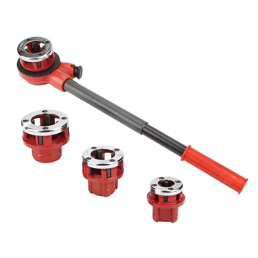 

4 Size Dies Manual Cylindrical Ratchet Pipe Threader Machine Kit 0.5" To 1.25"