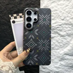 Frameless Ultra Thin Magnetic Carbon Fiber Pattern Phone Case - Galaxy S26+ (Black Snow)