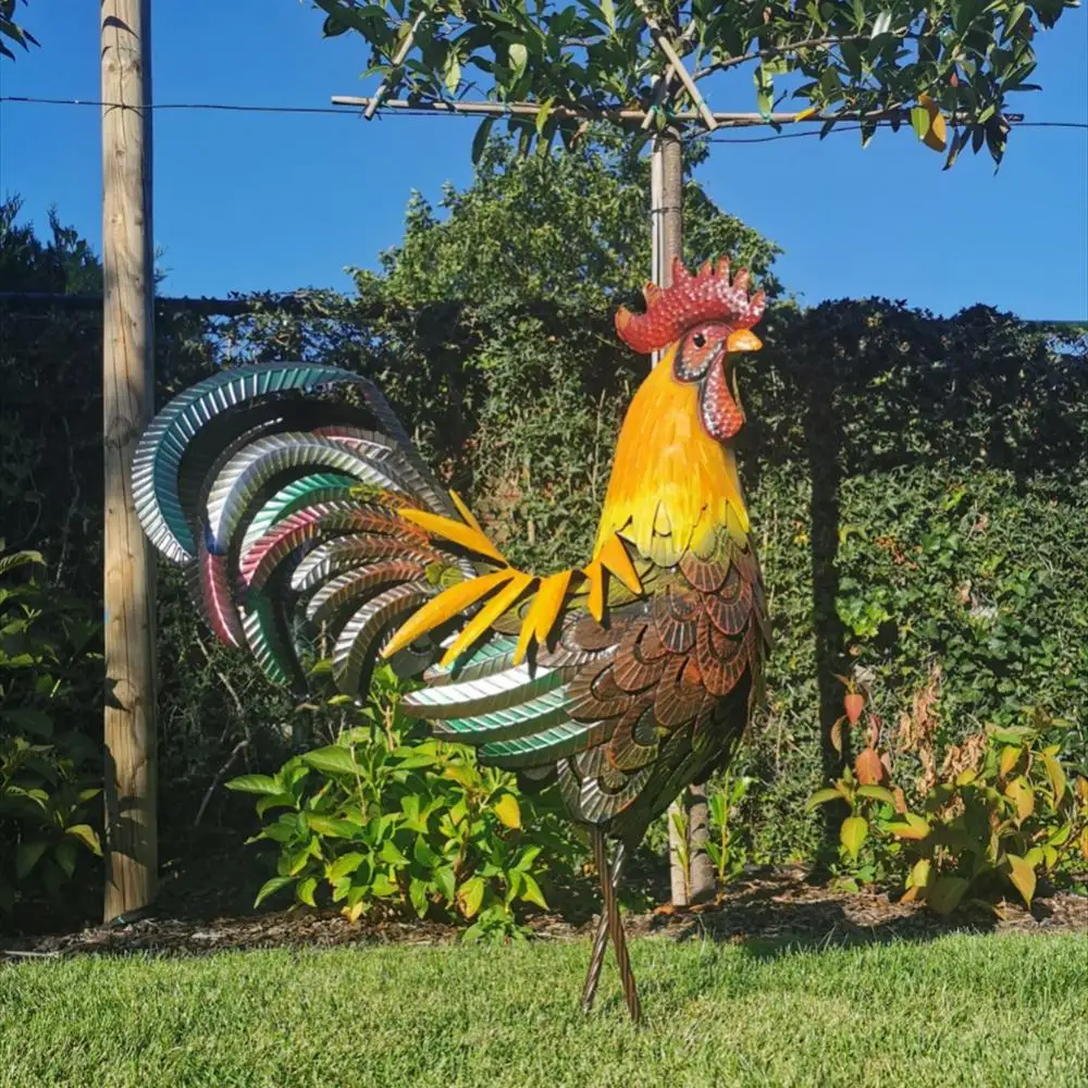 

Iron Rooster Sculpture Metal Rooster Décor Lifelike Metal Rooster Figurine Rust-Proof Iron Chicken Carved Sculpture Standing