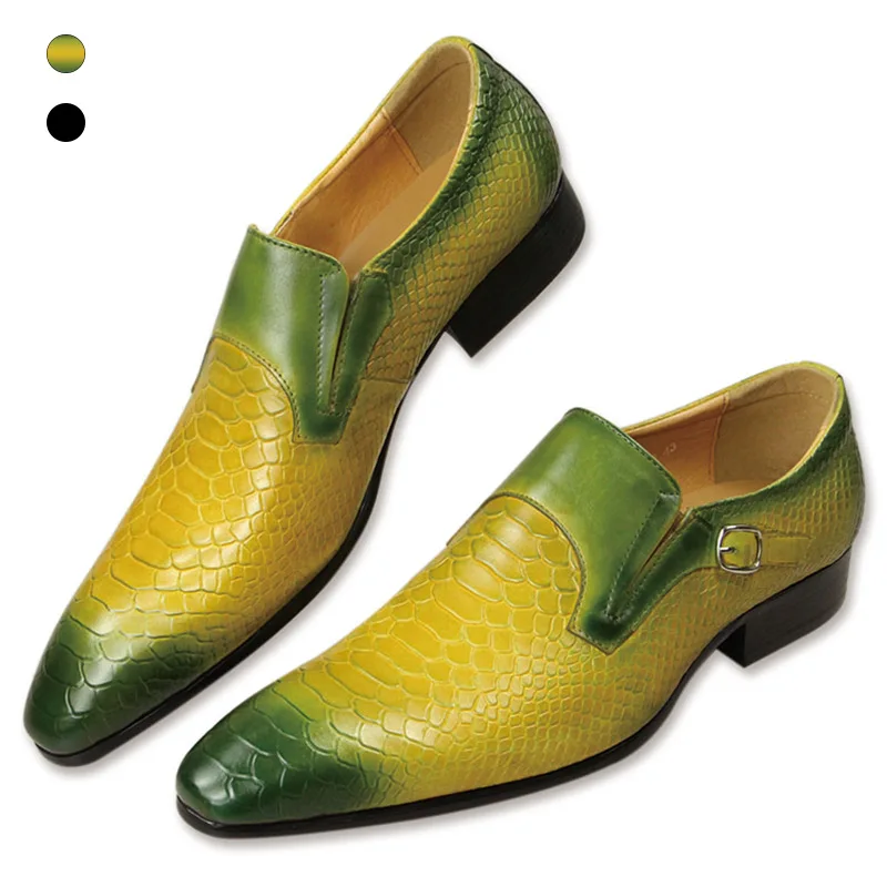 Oxfords Scarpe In Pelle Pieno Fiore Per Uomo Slip-On Monk Casual Luxury Men'S Social Shoe Dress Spedizione Gratuita Schuhe Herren Green