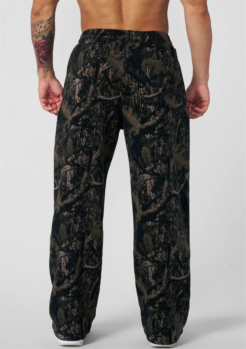 New Jogger Straight Trendy Fitness Pants Men's Camouflage Wide Leg Pants Breathable running sweatpants loose men trousers 3