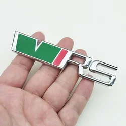 Premium 3D Metal RS Logo Car Emblem & Badge - Style36 (Sticker Green Silver)
