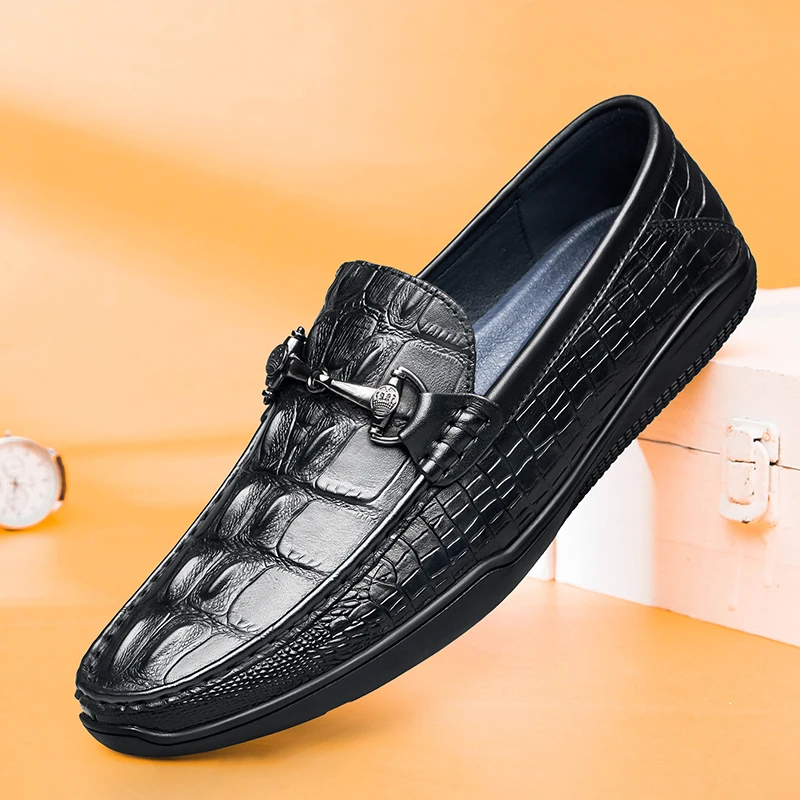 

Luxury Designer Shoes Genuine Leather Loafers Mens Crocodile Embossed Casual Genuine Leather Shoes Italian Shoes Moccasins Shoes