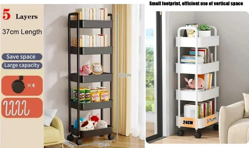 4-5 layer Trolley Rack Kitchen Floor Bedroom Bathroom Storage multi layer storage rack