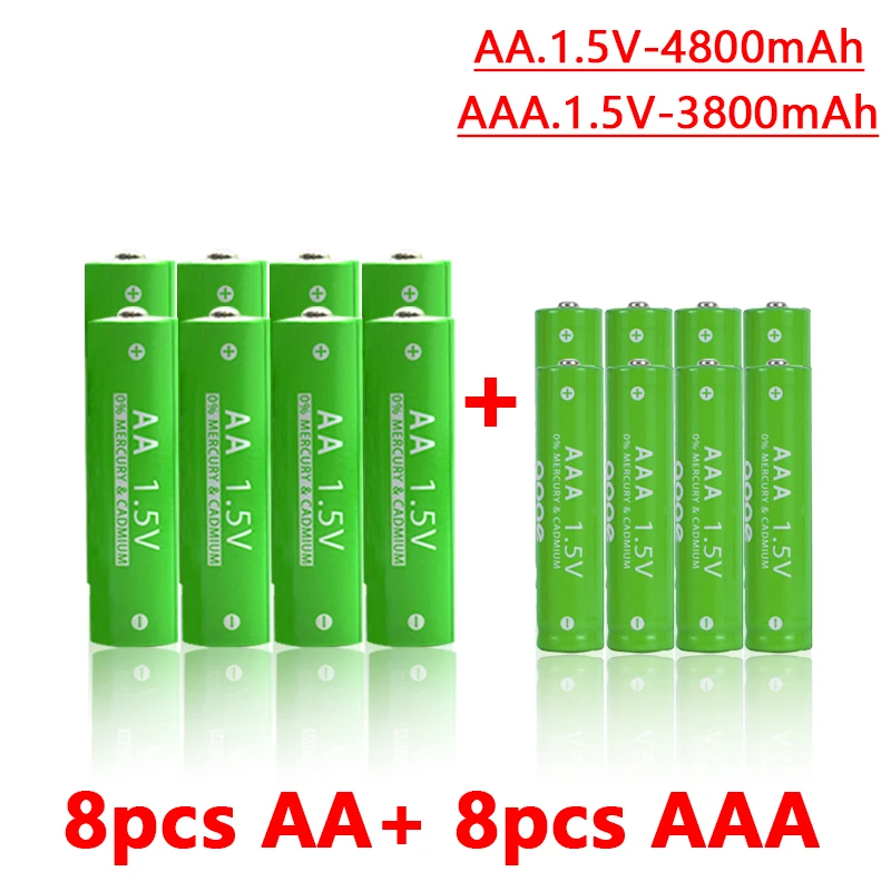 알카라인 충전식 배터리, aa 1.5v aa 및 aaa, 3800mAh aaa 충전식 배터리, 4800mAh aa