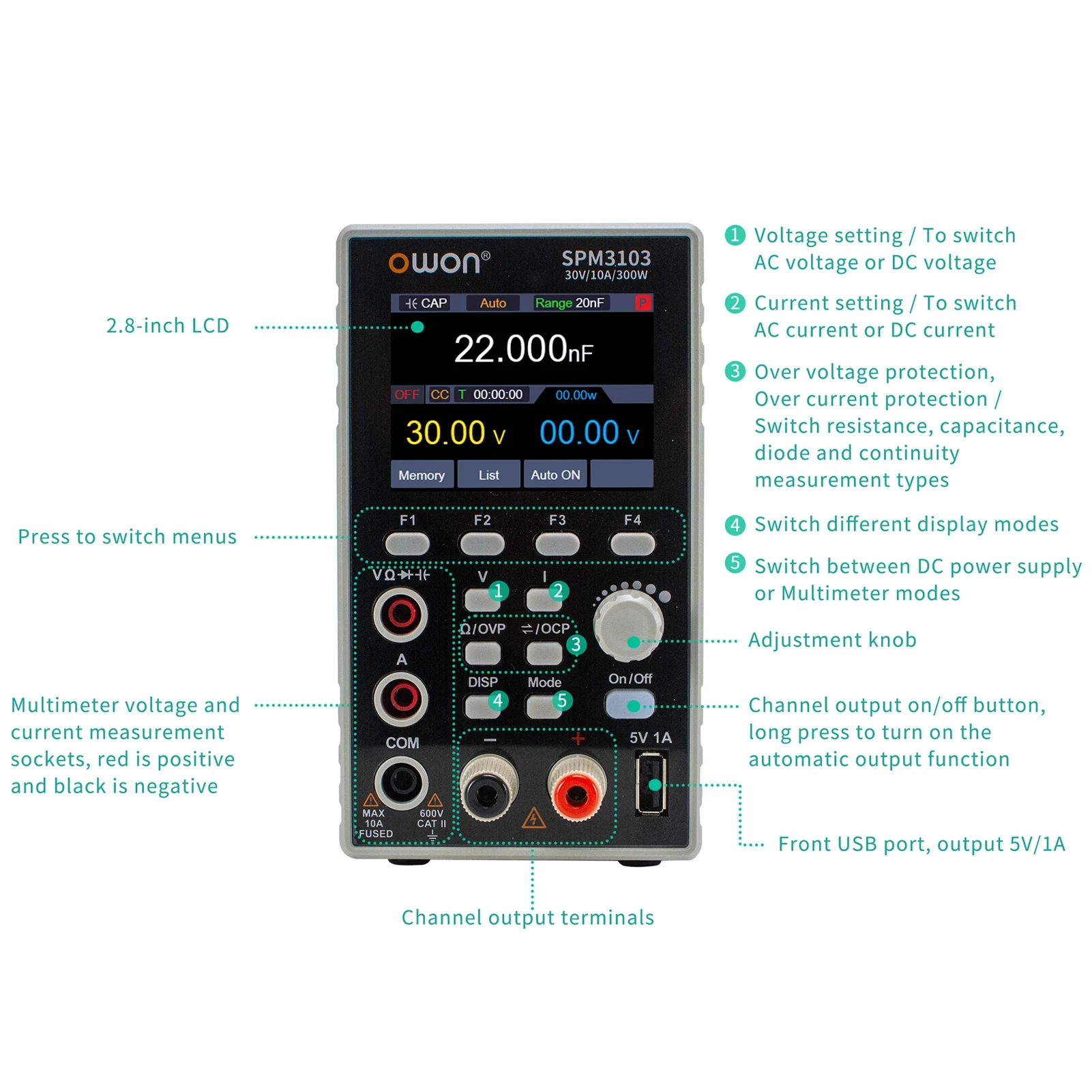 SPM3103/SPM6103/SPM6053 Programmable Lab Power Supply Multimeter Regulated Power