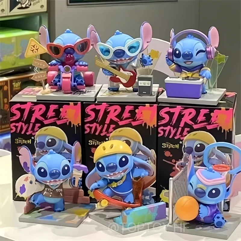 

Disney Kuromi Stitch Dynamic Street Series Anime Blind Box Action Figure Made By Hand Tabletop Furniture Fashion Play