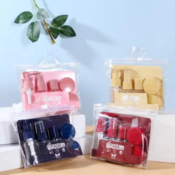 5pc/Set Travel Mini Makeup Cosmetic Face Cream Pot Bottles Plastic Empty Make  Container Refillable Bottle Travel Accessorie