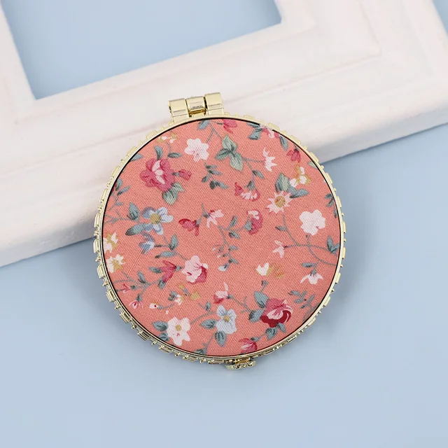 Mini miroir de maquillage Compact à fleurs, 1 pièce, Portable, pliable sur deux côtés, miroir cosmétique Vintage pour femmes, cadeau 3