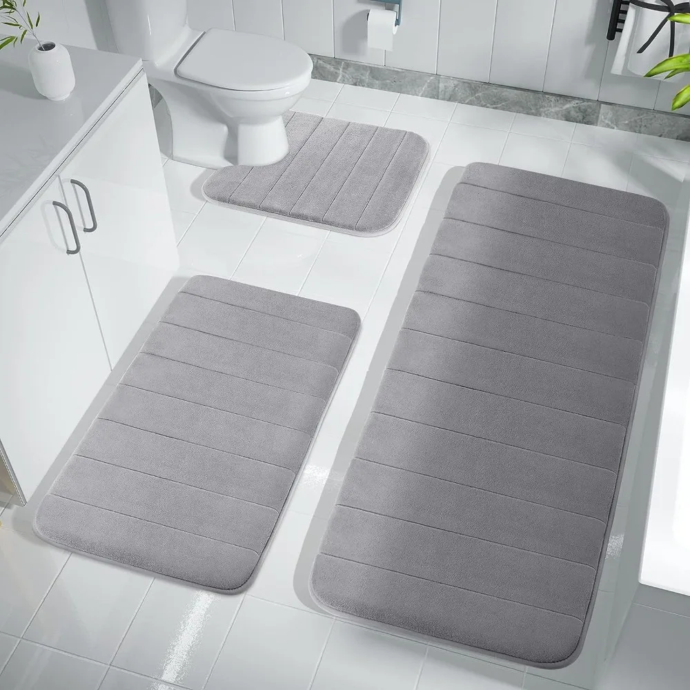 Badezimmerteppich-Set Aus Memory-Schaum – Superweich, Saugfähig & Schnell Trocknend, 3-teilig In Beige Badezimmerteppich-Set Aus Memory-Schaum – Superweich, Saugfähig & Schnell Trocknend, 3-teilig In Beige