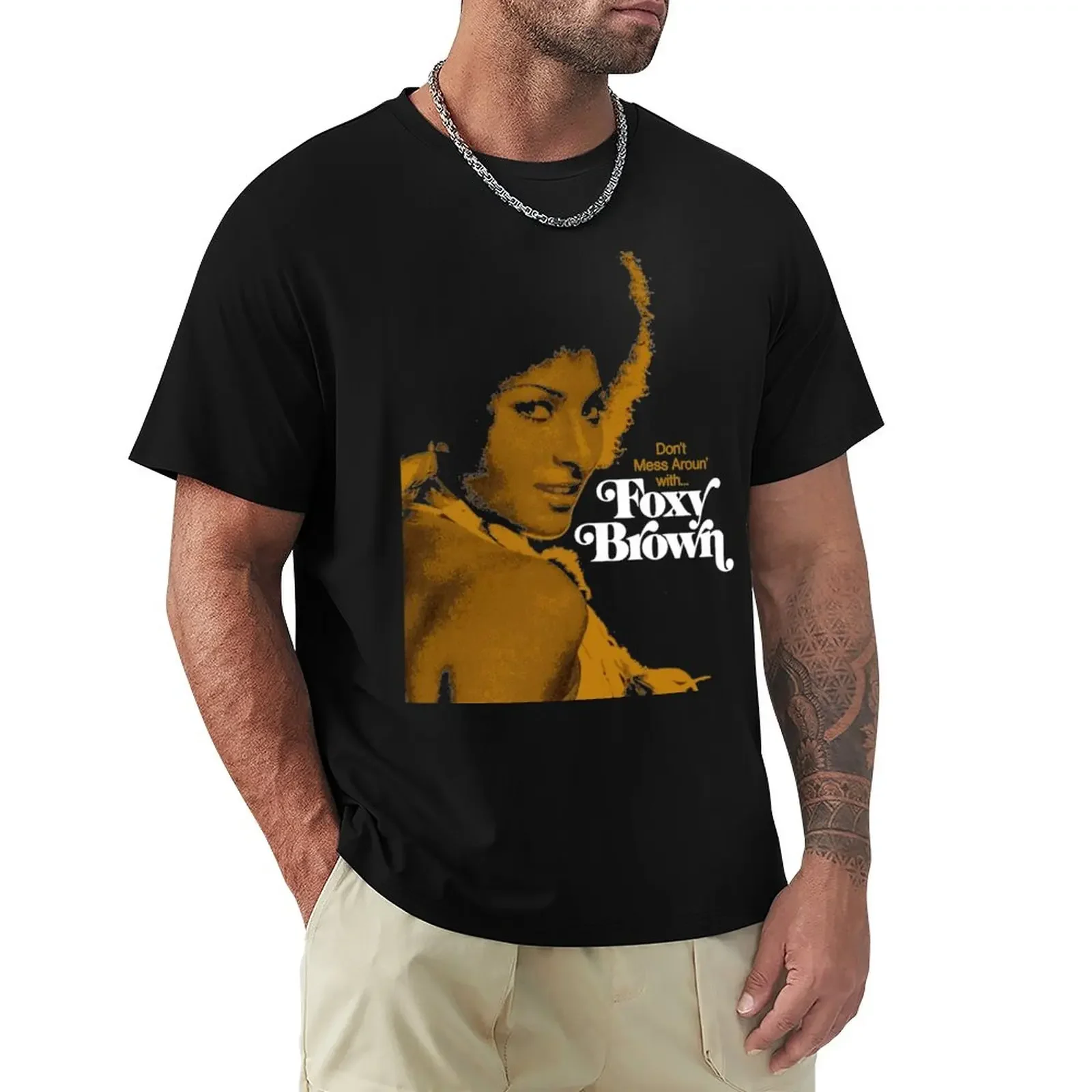 Foxy Brown T-Shirt Summer Top Boys Whites T Shirt Da Uomo