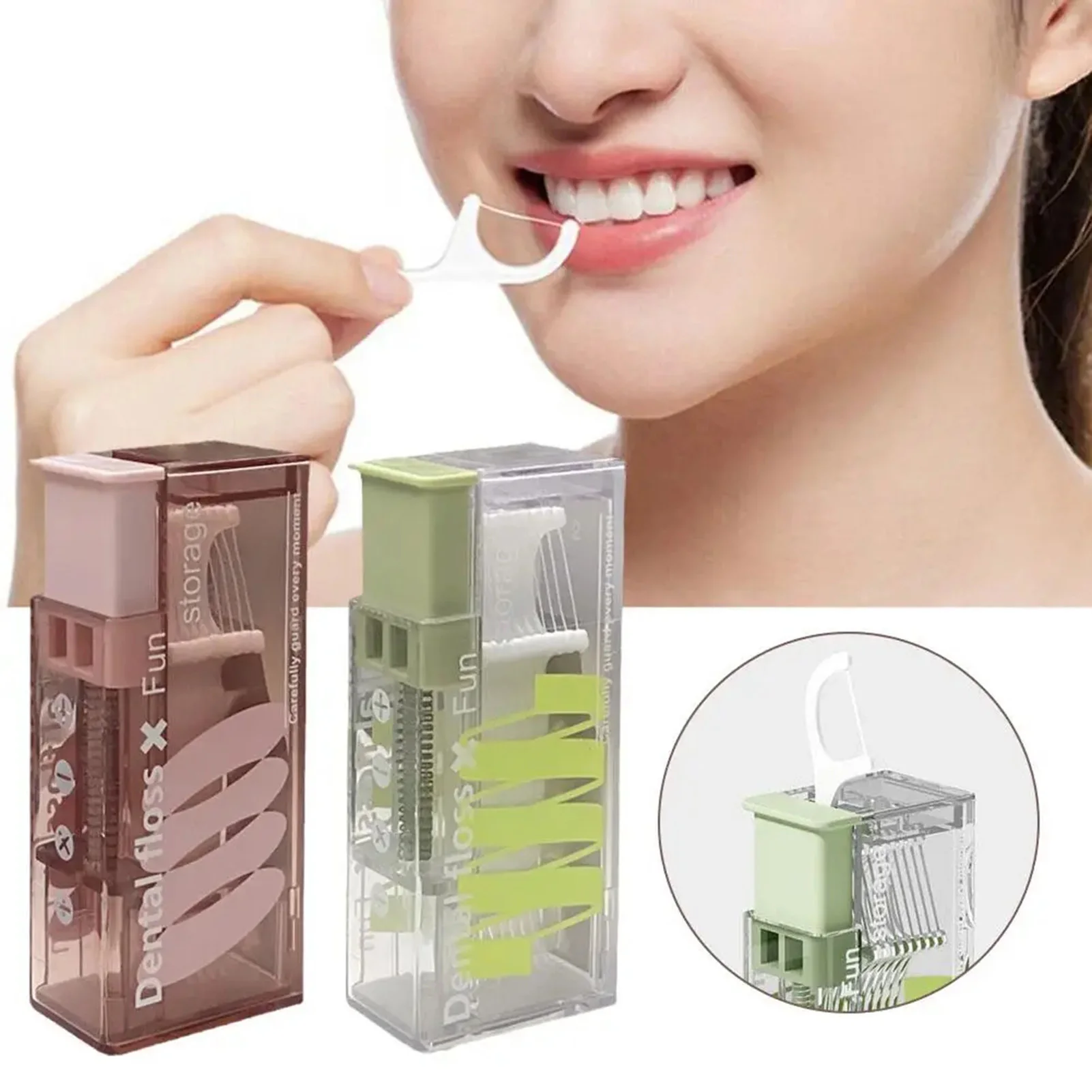 

Disposable Toothpick High-tension Portable Dental Floss Picks with Storage case Reusable Refillable Dental Floss dispenser box